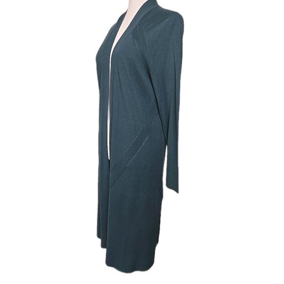 Talbots Large Green Long Duster Cardigan Sweater 100% Merino Wool NWT - Picture 3 of 5